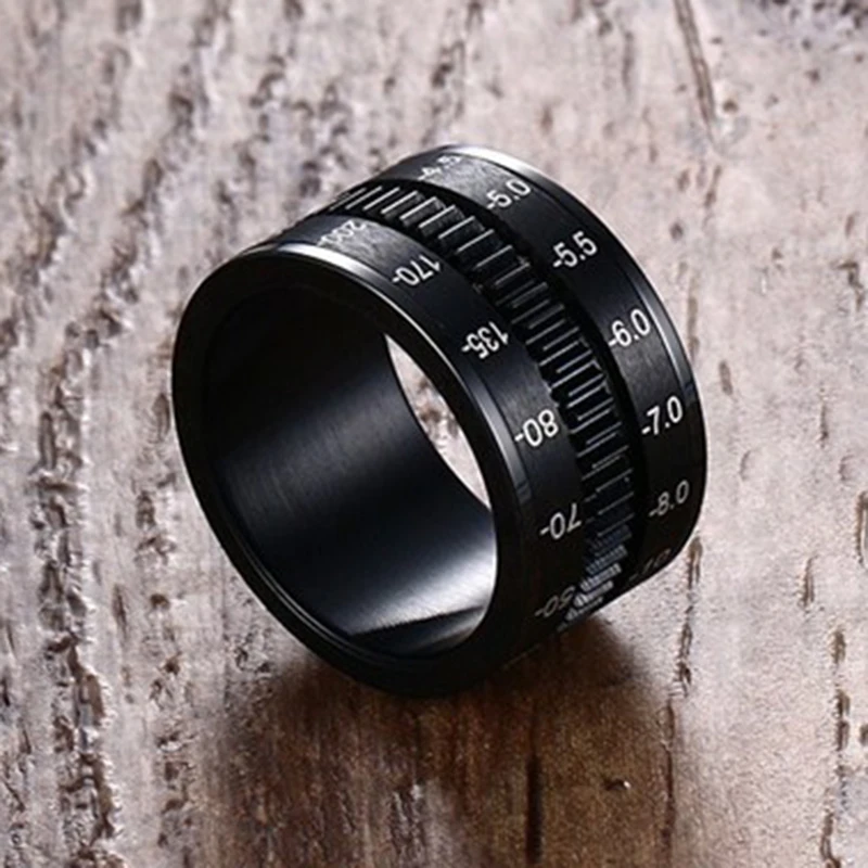 Уникальное мужское кольцо из нержавеющей стали для объектива зеркальной камеры