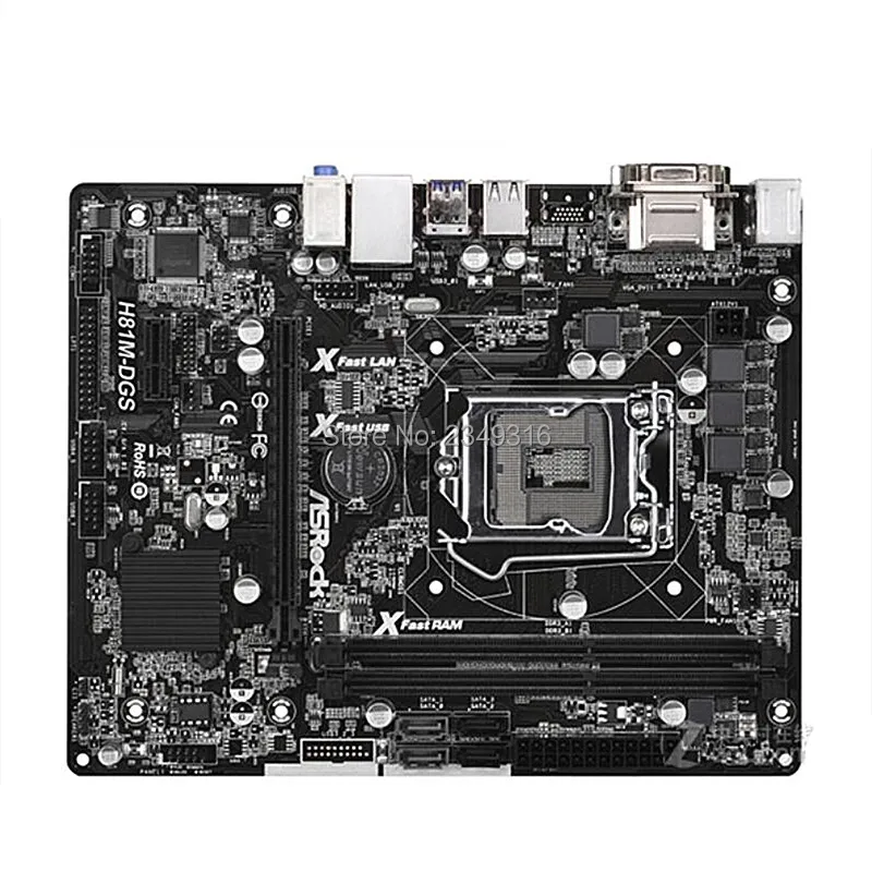 Б/у оригинальный слот LGA1150 H81 материнская плата для ASRock H81M-DGS настольная USB3.0 SATA3 DDR3 |