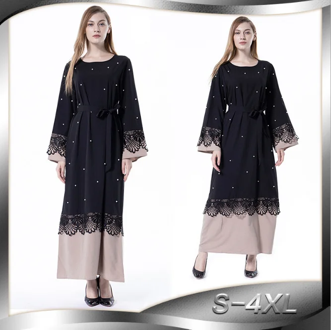 

Модный мусульманский кружевной кардиган Abaya, длинное платье макси с вышивкой, халат, туника, кимоно, Рамадан, мусульманская одежда, обслужив...