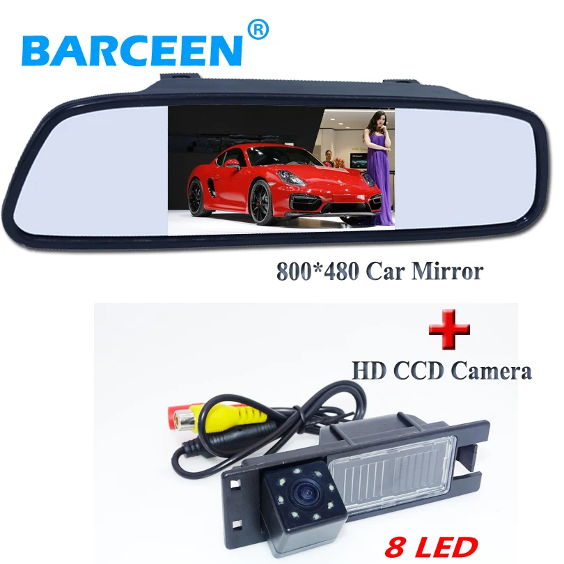 

4.3"car screen mirror monitor with original car rearview camera balck 8 led for OPEL Astra H/Meriva A/Zafira B,FIAT Grande