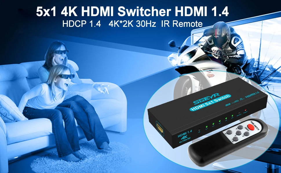 4K 5 портов HDMI переключатель 5 в 1 выход адаптер HDCP HDMI коммутатор разветвитель 1080P подключение 5 HD устройств к 1 HDTV PS3 DVD с ИК-пультом дистанционного управления