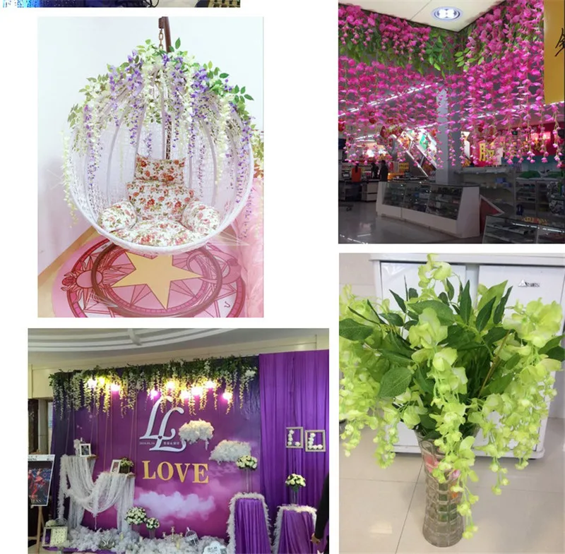 12PCS Wedding Decoration Flower /Simulation / Living Room Fake Flowers Plastic Vine /Green Leaf Rattan Wholesale | Дом и сад
