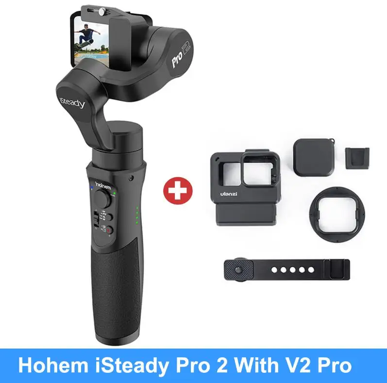 With Ulanzi V2 Pro Hohem iSteady Pro 2 трехосный Ручной Стабилизатор брызг для Gopro 7/6/5/4 DJI Osmo Action YI SJCAM спортивных экшн-камер - Цвет: With Ulanzi V2 Pro