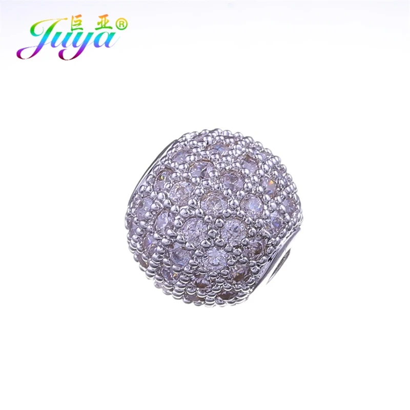 White Gold 10mm Juya DIY Бисер для изготовления ювелирных изделий, очаровательный бисер, голова Пантеры, корона, аксессуары, бусины для женщин и мужчин, браслет из натуральных камней, изготовление - Цвет: White Gold 10mm
