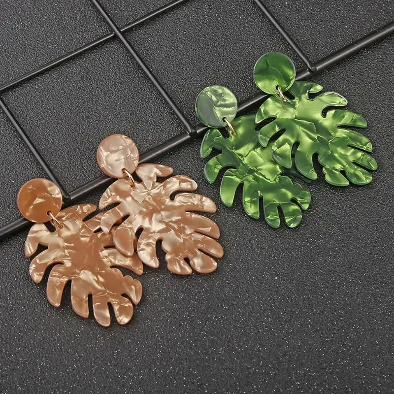 Серьги капельки Monstera акриловые серьги с тропическим растением|Серьги-подвески| |