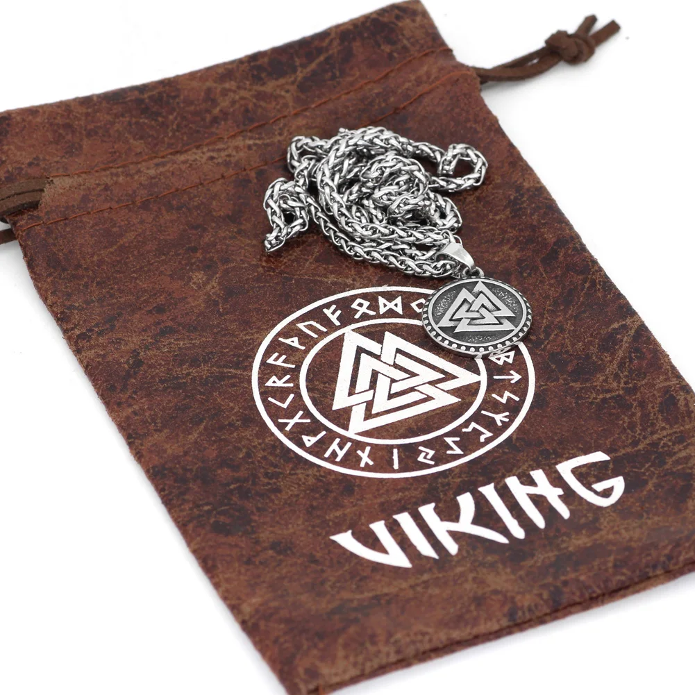 Скандинавский Викинг Valknut Amulet из нержавеющей стали кулон ожерелье для мужчин и