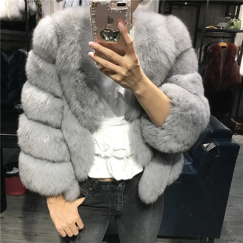 Женская куртка из натурального Лисьего меха, женская шуба из натурального Лисьего меха, зимняя верхняя одежда