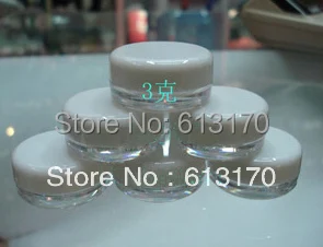 

Cosmetic Jars Packing Container Cream Sample Cap 200pcs/lot 3g White Plastic 3ml Clear Empty For Face Care Mini Free Shipping