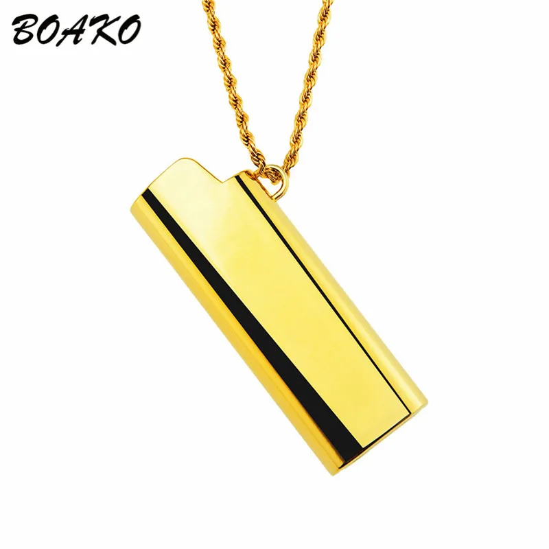 Gold BOAKO креативное ожерелье с подвеской в форме крышки для мужчин, персонализированное ожерелье в стиле панк, хип-хоп, ювелирное изделие, Мужская цепочка на шею, колье - Окраска металла: Gold