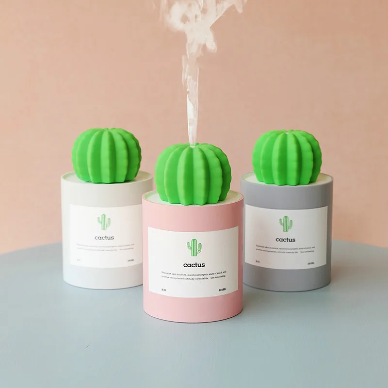 

280ML USB Electronic Aroma Essential Oil Diffuser Cactus Ultrasonic Air Humidifier Mist Maker For Home Car