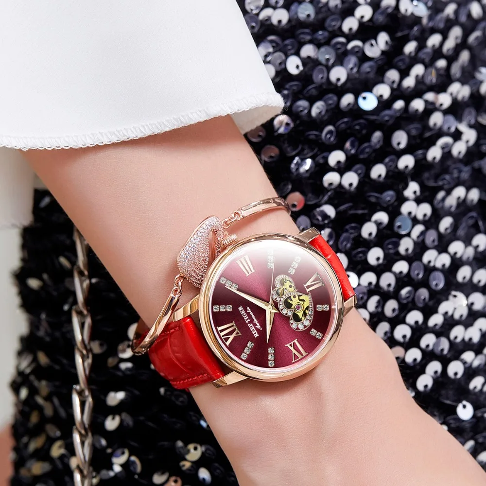 Reef Tiger/RT лучший бренд роскошные женские часы Reloj Mujer женские модные автоматические механические часы Relogio Feminino+ коробка RGA1580