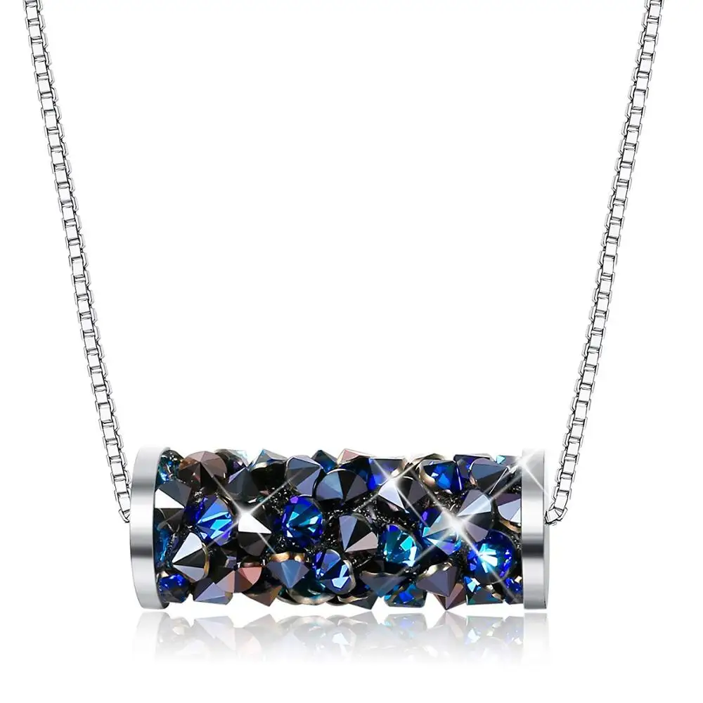 BAFFIN, ожерелье с кулоном в форме трубки, колье с синими кристаллами от Swarovski для женщин, вечерние, праздничные, 925, серебряная цепочка, сделай сам, ювелирное изделие