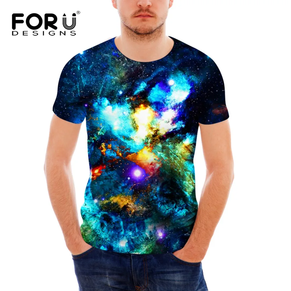FORUDESIGNS/3D Galaxy Star Universe космический Принт Мужская футболка с коротким рукавом Мягкий спандекс подростковый хип-хоп хипстер футболки топы для мужчин