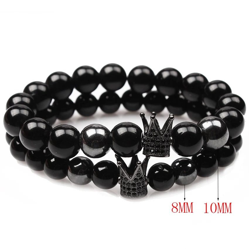 2017 New Brand Trendy Imperial Crown Charm Bracelets Men Micro Pave Black CZ Zirconia For Women Mens luxury Bracelet Jewelry | Украшения и