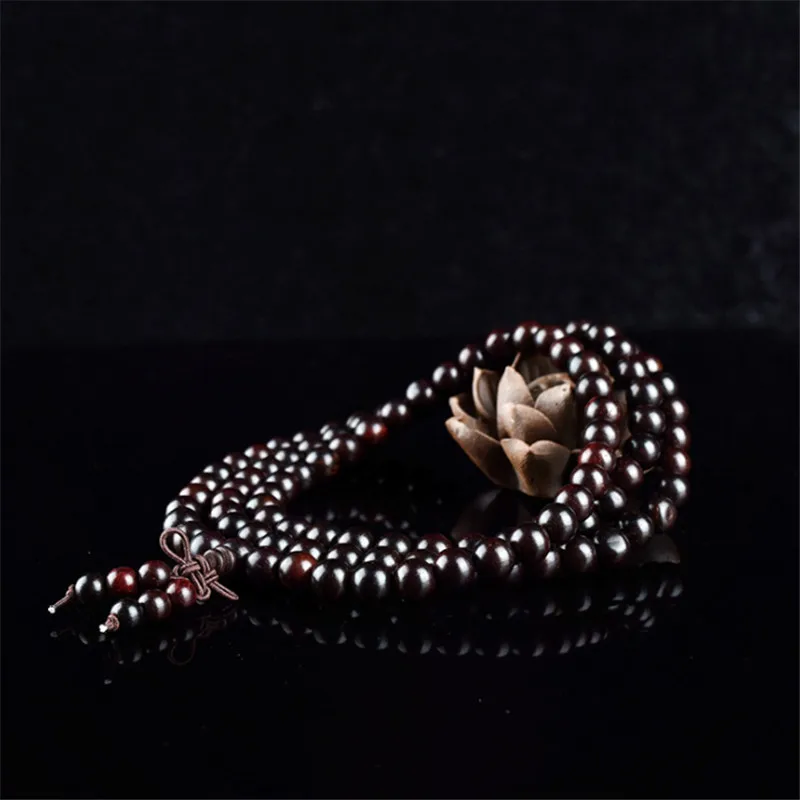 Браслет из черного сандалового дерева 108 бусин четки мужские и женские ювелирные