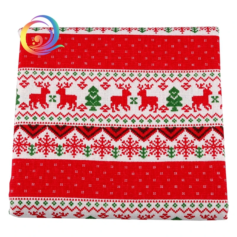 Рождественская серия ткань из хлопка и льна с принтом для лоскутного шитья