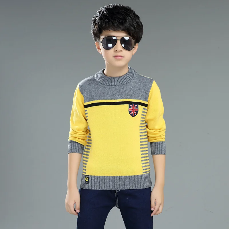 Свитер в стиле пэчворк для мальчиков 2018 весенне осенний детский вязаный
