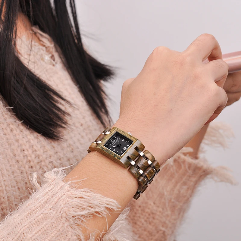 BOBO BIRD montre femme деревянные женские часы Топ Мода квадратный циферблат часы коллекция для дам нержавеющая сталь наручные часы S03