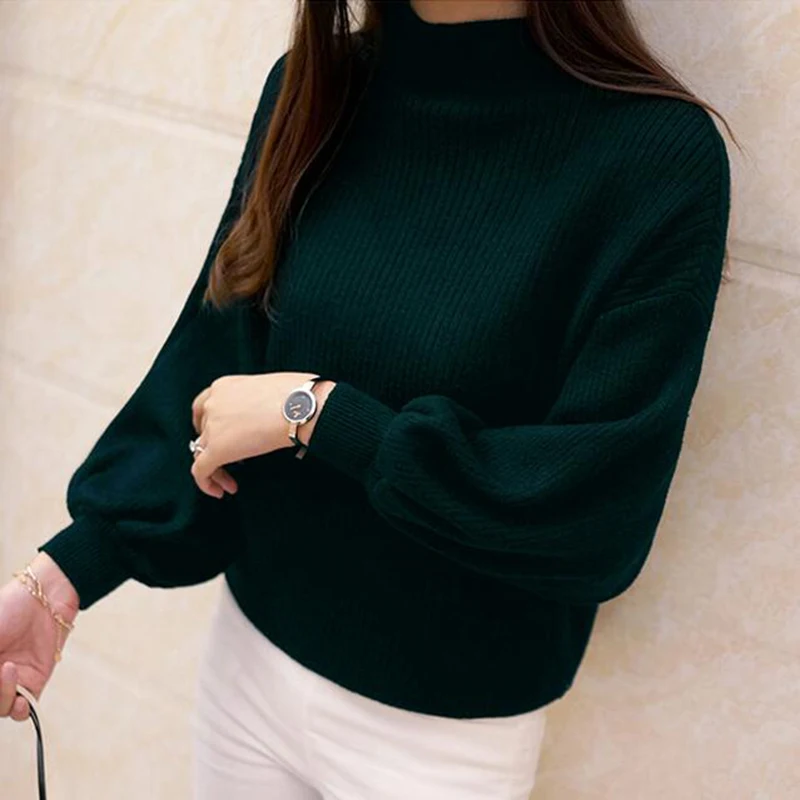 Autumn Winter Sweaters Women 2017 Solid Color Casual Sweater High Quality Turtleneck long Sleeve Loose Batwing | Женская одежда