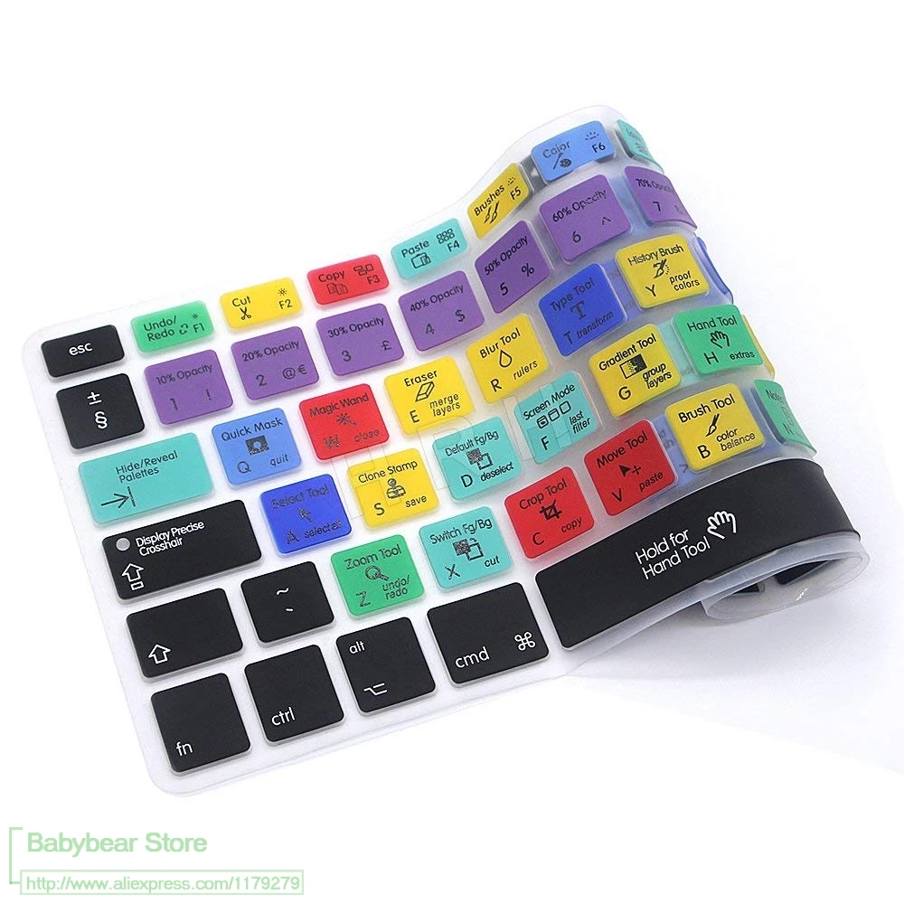 Силиконовый чехол для клавиатуры фотошоп Ps быстрые клавиши старого Macbook Pro 13 15