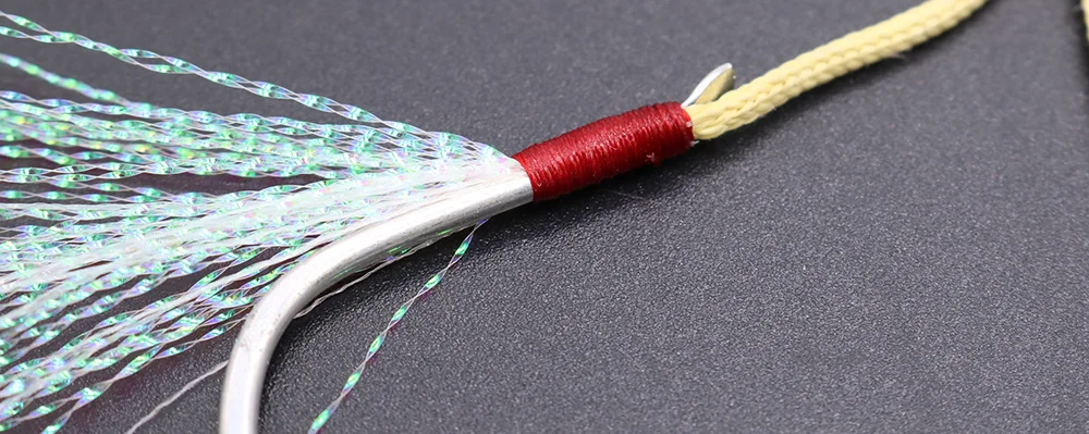 CASTFUN Металическая дергающаяся помочь крючок с кевларовая линия рыболовный крючок, вялая блесна крюк и головной повязкой с пером 1/0 2/0 3/0 с высоким содержанием углерода Сталь