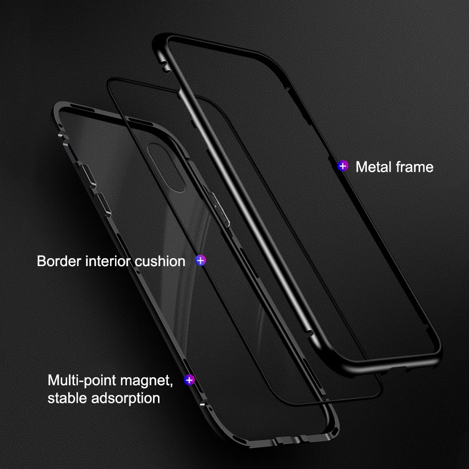 Ультра Магнитная Адсорбция металла стекло чехол для iphone X 10 8 7 6 S Plus задняя крышка