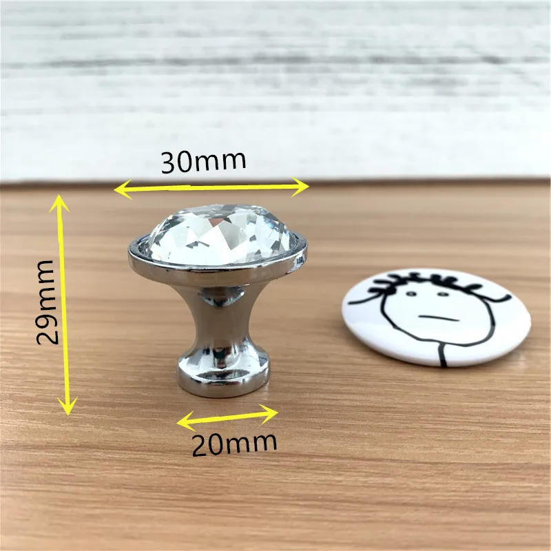 30mm chrome base LCH 25 мм 30 мм, высокое качество, кристальная огранка, Алмазная форма, ручка для шкафа, золото, серебро, современный стиль, ручка, прозрачные Кристальные ручки - Цвет: 30mm chrome base