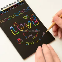 Горячая Волшебная книга для рисования DIY блокнот с царапинами черный картон в подарок для детей канцелярские принадлежности Школьные принадлежности