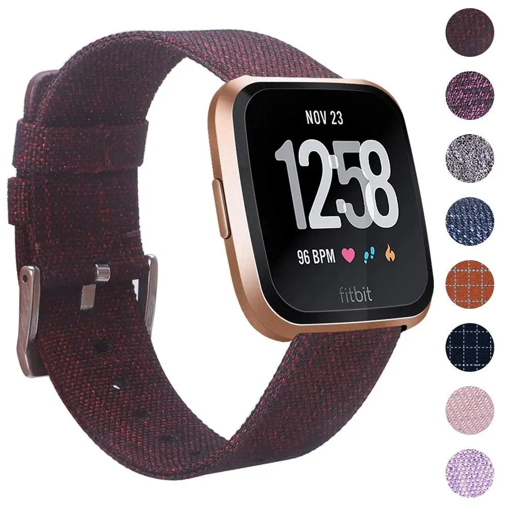 TORQUILA тканый нейлоновый ремешок для Fitbit Versa Смарт-часы Регулируемый тканевый дышащий быстросъемный Браслет замена - Цвет ремешка: Red