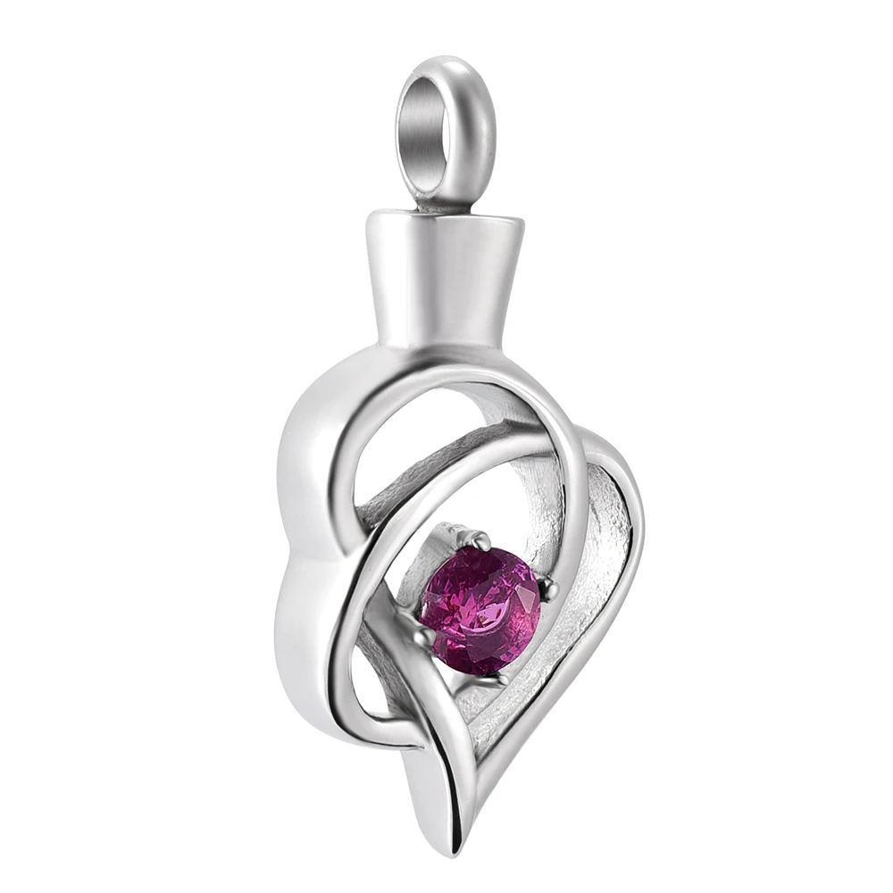 

CMJ9936 Zircon and Stainless Steel Cremation Urn Locket Necklace Stainless Steel Memorial Cremation Jewelry Bone Ashes