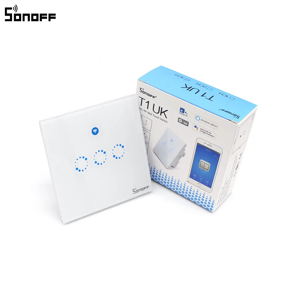 Умный настенный сенсорный светильник SONOFF Outlet T1 UK Wi Fi 86 типов панель из