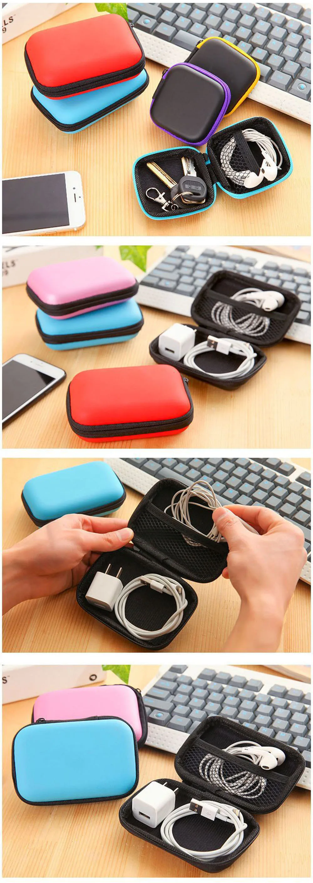 Портативная сумка для хранения наушников цифровая USB коробочка для кабеля наушников дорожные электронные аксессуары мини Кабельный органайзер сумка Переносной жесткий футляр