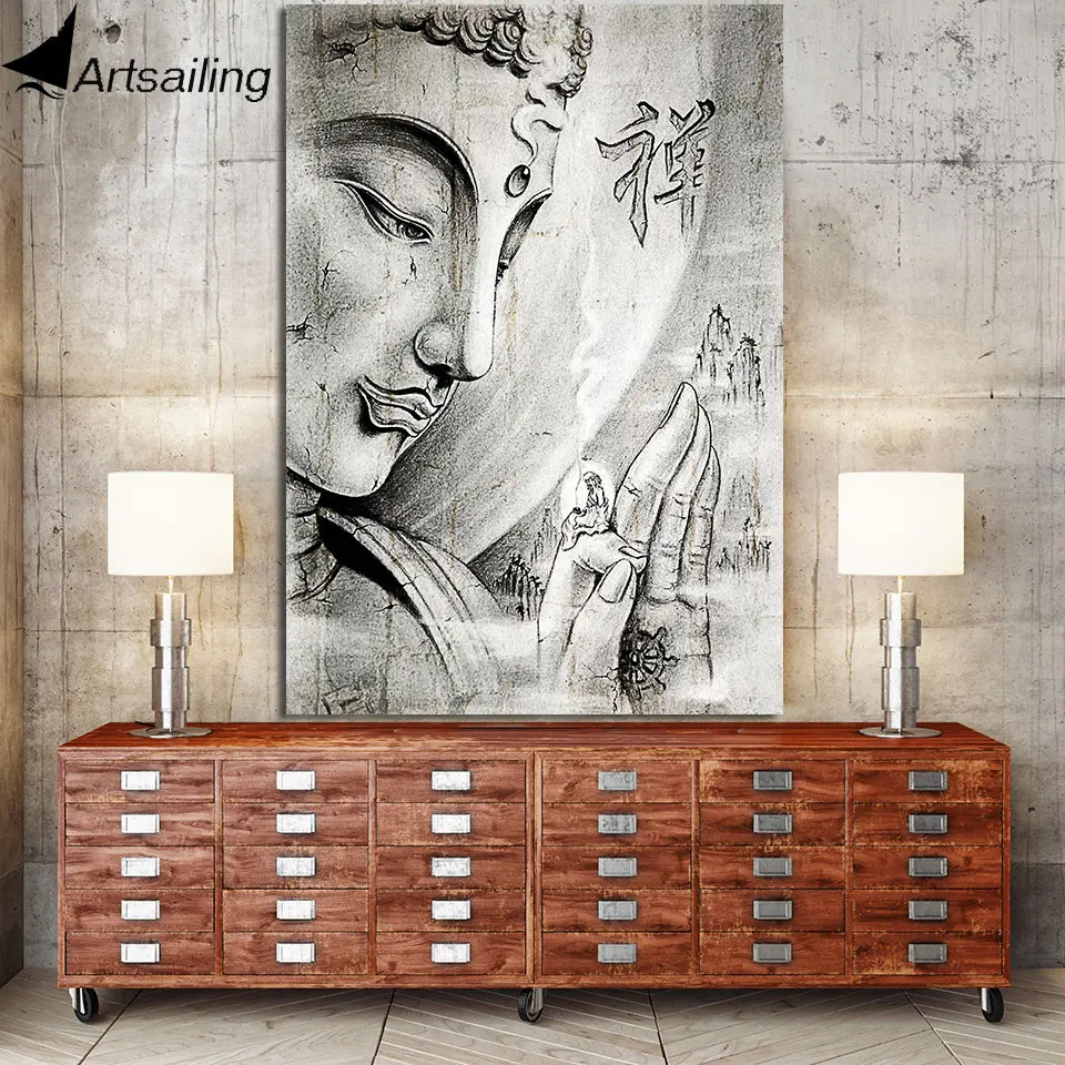 Artsailing 1 шт Будда холст картина Zen настенные картины для гостиной большой Триптих