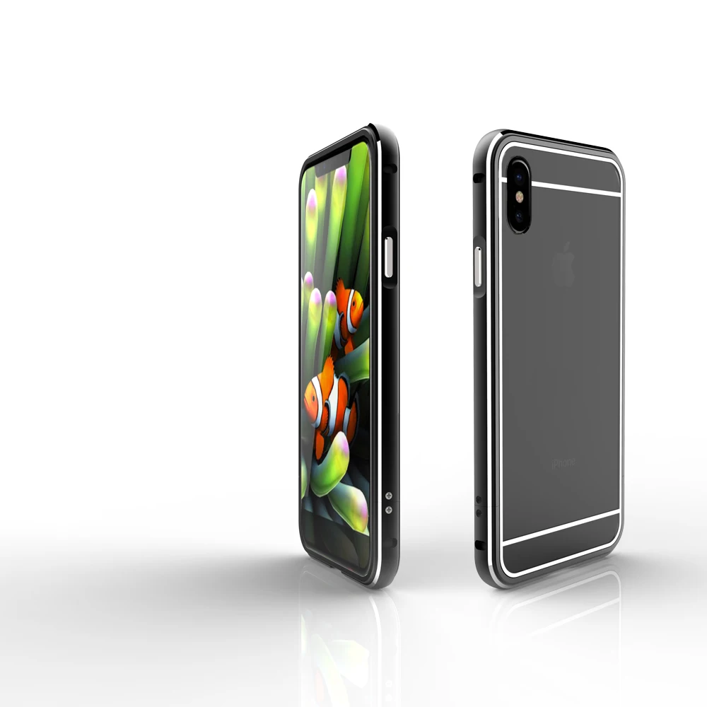 Черный Для iphone x Case Алюминий рамка из металлического сплава тонкий компьютер жесткий чехол для iphone x задняя крышка для iphone x Бампер протектор - Цвет: Черный