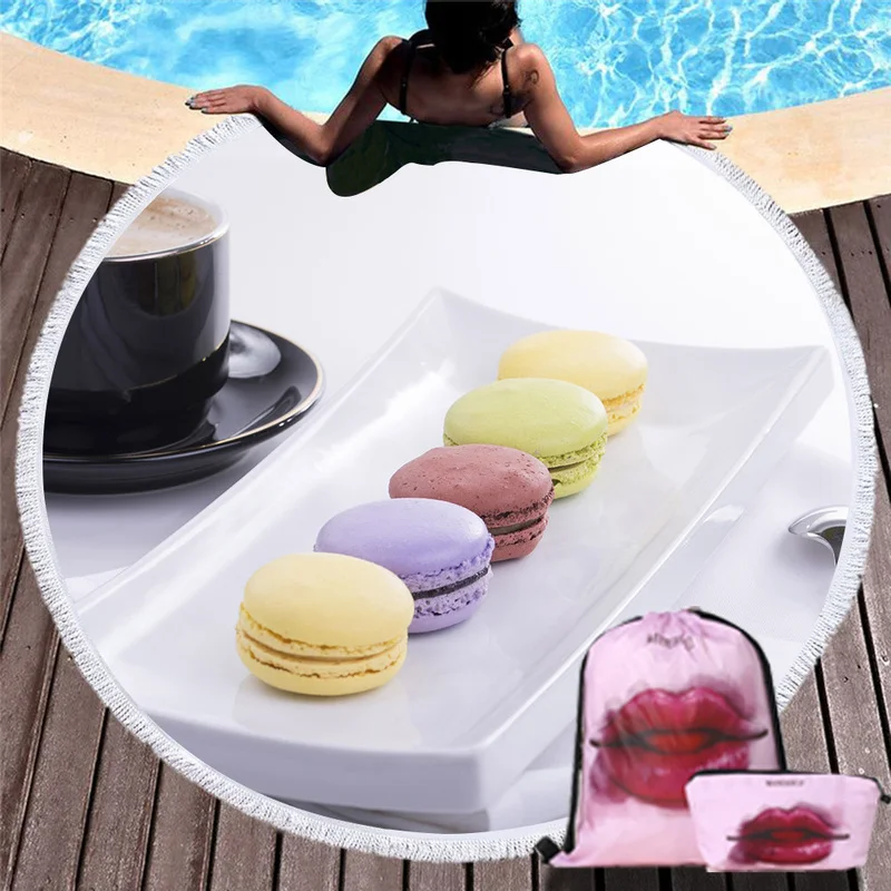3d цифровое мягкое пляжное полотенце Macaron для женщин французский десерт