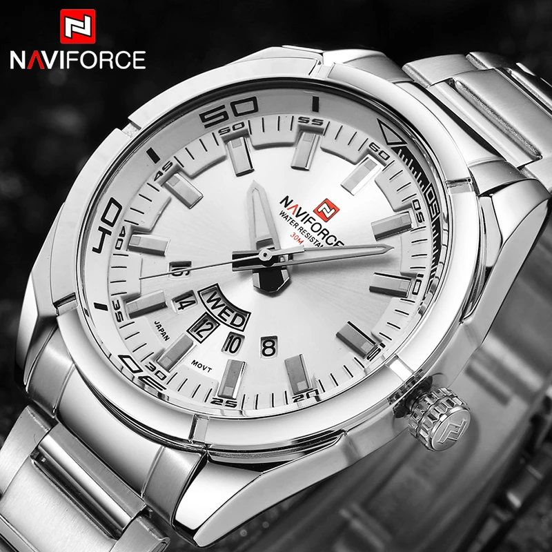 Часы наручные NAVIFORCE Мужские кварцевые брендовые водонепроницаемые повседневные