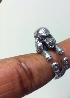 Регулируемое кольцо хиппи мультфильм с пуделем свободного размера панк животное