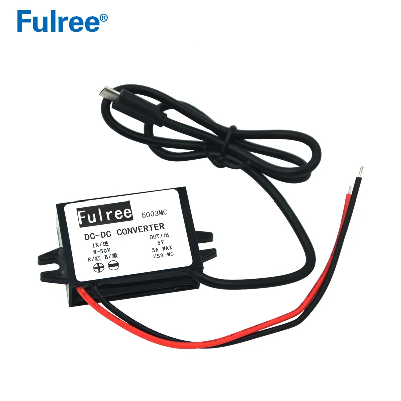 Мини Micro USB с 2 портами(стандарт 12V 24V 36V 48V(8 V-с алюминиевой крышкой, 50В) до 5V 3A DC-DC Шаг вниз Мощность конвертер двойной USB кабель для зарядки в машине, Зарядное устройство Dual Выход адаптер - Цвет: Single Micro USB