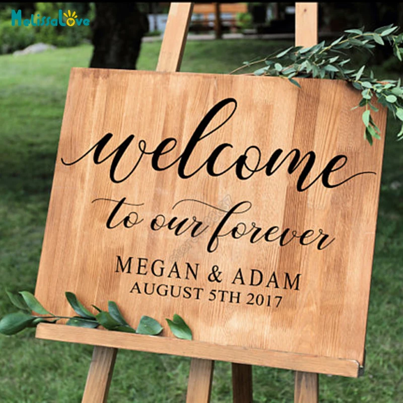 Wedding Personalized Decal Welcome To Our Forever Custom Name And Date Sticker Removable Vinyl Board Mirrors Decor B754 | Дом и сад