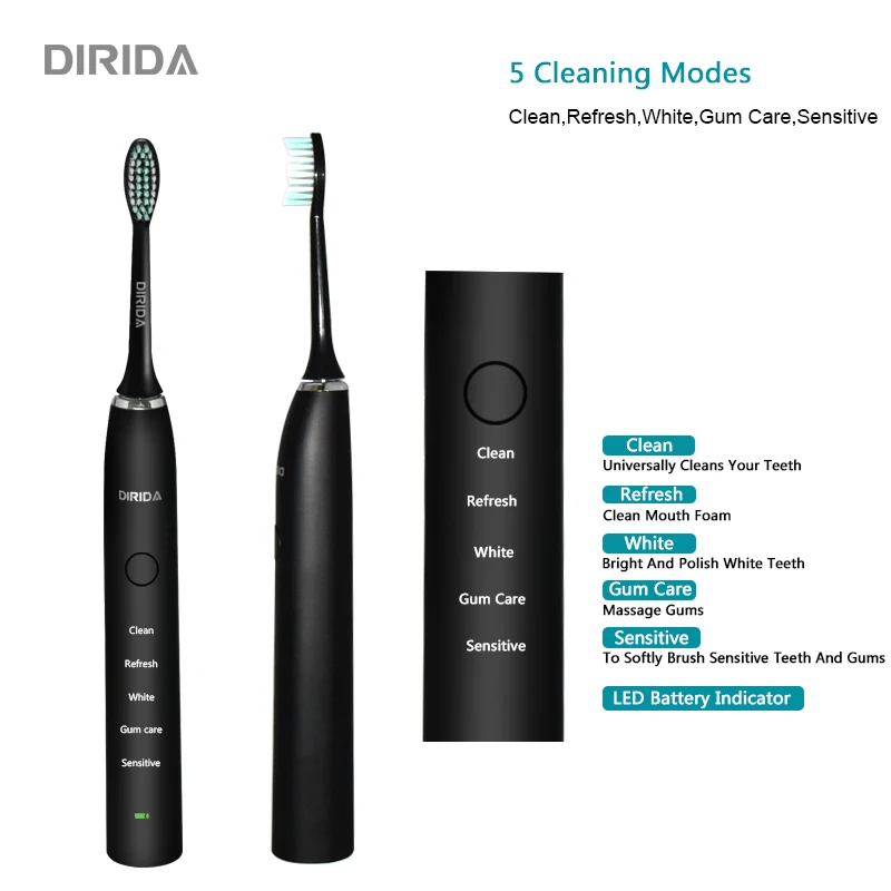 DIRIDA S 100 перезаряжаемая звуковая зубная щетка USB зарядка электрическая Sonicare IPX7