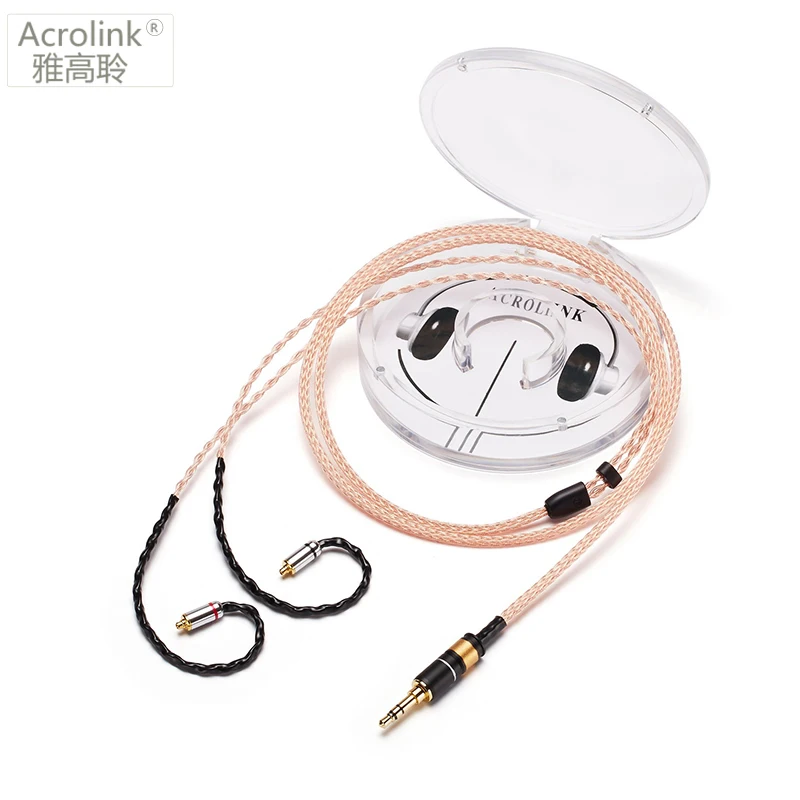 Acrolink MMCX  3.5 plug DIY Pcocc Audio Earphone Cable Repair Replacement Headphone with 16 cores knitting