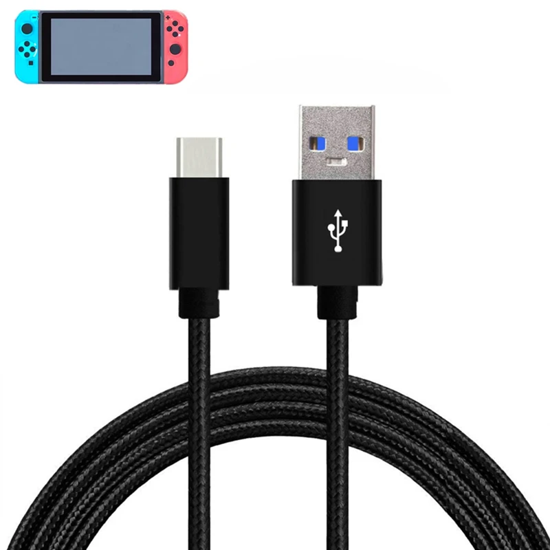 USB 3,0 Тип C зарядный кабель USB кабель с нейлоновой оплеткой шнур Для nintendo Switch NS NX 1/2 м