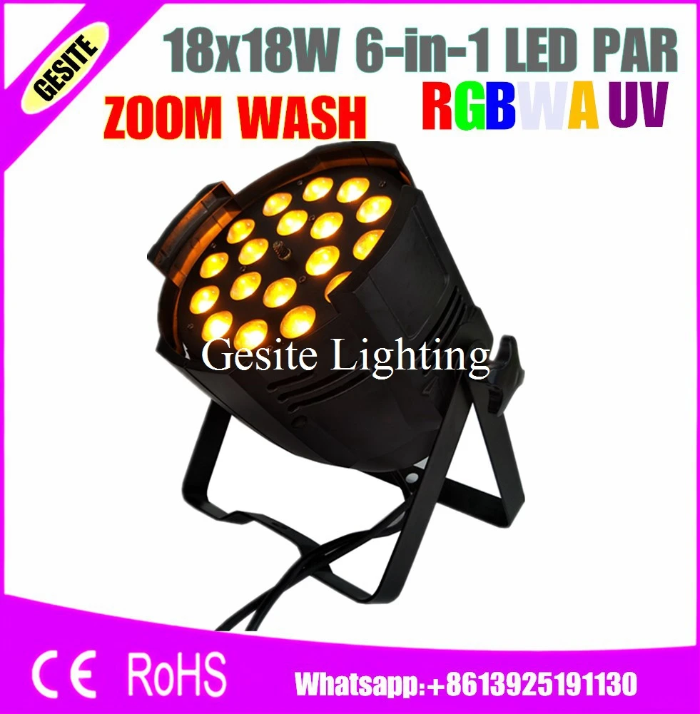 2 шт./лот Профессиональный осветительный прибор DMX Wash Par Can 6in1 RGBWA + UV 18 шт. Вт LED Zoom | Эффект освещения сцены -32812248397