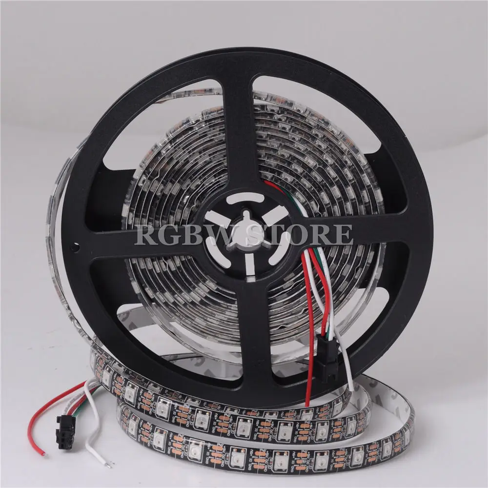 5 м SK6812 WS2812B 60 LED/m 300 пикселей адресуемых 5050 RGB IP65 светодиодные полосы черный PCB DC5V |