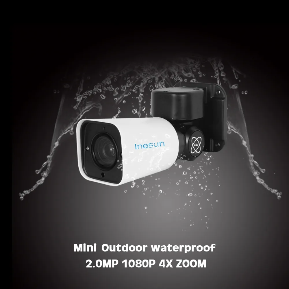 Inesun мини POE PTZ IP Камера уличная 5MP супер HD 2592x1944 4X оптический зум PTZ камера IP66 Водонепроницаемая 120ft ИК ночного видения