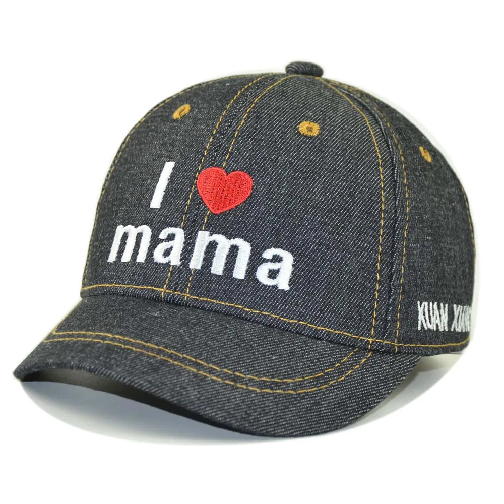 Детская кепка с надписью I love mama джинсовые бейсболки для девочек и мальчиков