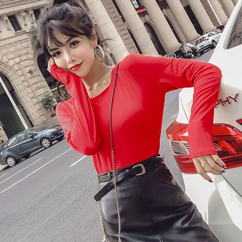 Повседневная Женская футболка с длинными рукавами женские топы весна осень