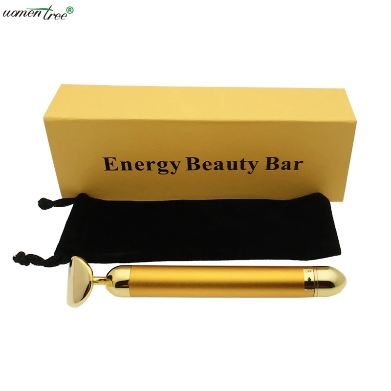 Ручной Электрический вибрирующий массажер лицо тело 24K позолоченный