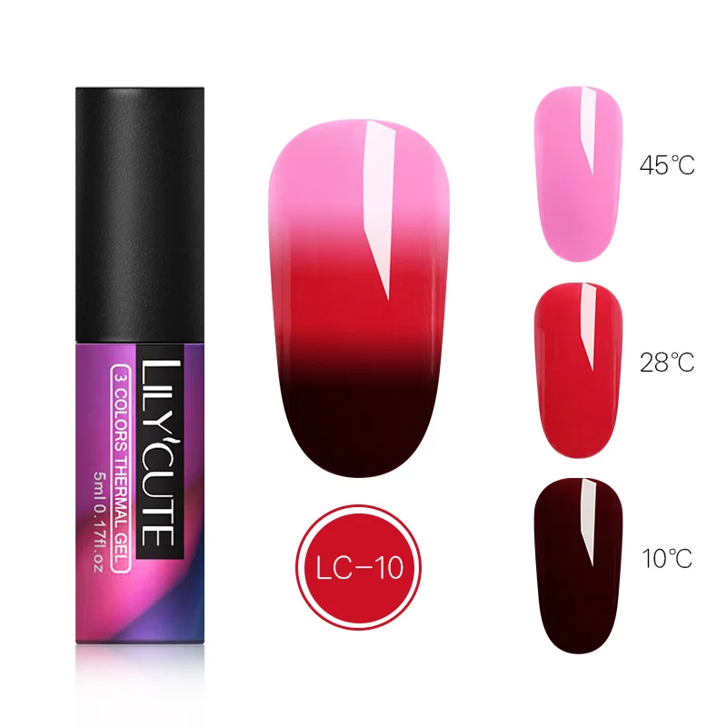 3 Colors10 LILYCUTE косметика парфюмерия диспенсер 5 мл Температура изменения Цвет Гель-лак для ногтей, Термальность лак для ногтей Гель-лак био-Гели Soak Off UV лампа длительного действия хамелеон лак для ногтей Лаки - Цвет: 3 Colors10