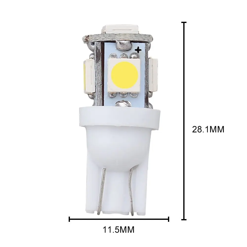 1 шт. светодиодный W5W T10 5050 5SMD 192 168 194 DC 12V белый светильник s автомобильный клиновая